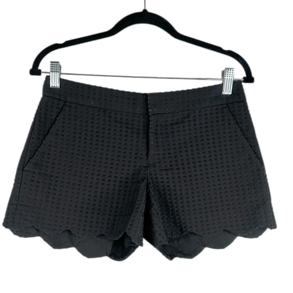 Club Monaco Black Summer Spring Casual Vacation 3D Dot Scallop Hem Shorts Size 0